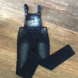 Girls Skinny Jean Overalls Sz 7 Like New